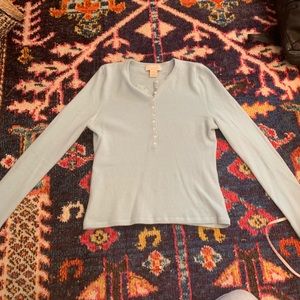 Baby blue cashmere Henley sweater